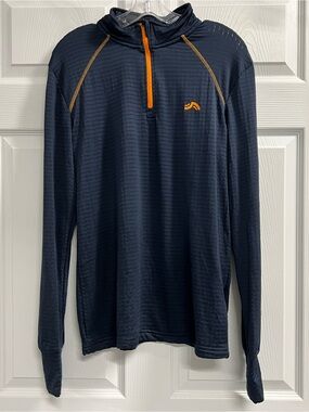 CRIVIT Men’s 1/4 Zip Long Sleeve Mock Neck Pullover Blue Orange - Large - EUC